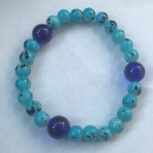 Blue Handmade Stretch Bracelet European Acrylic Beads #24